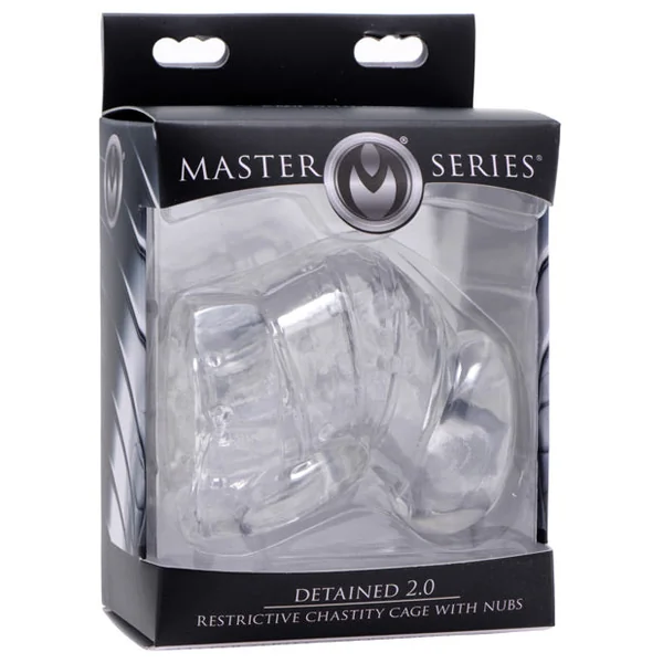 Master Series Detained 2.0 Restrictive Chastity Cage W-nubs - Clear