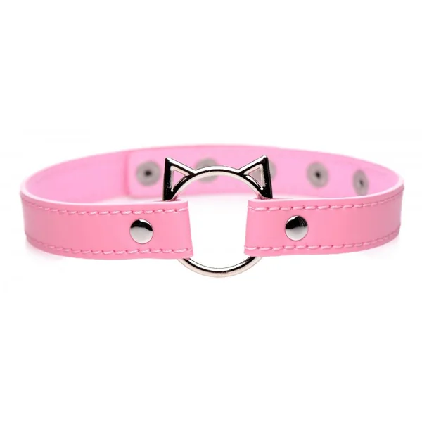 MASTER SERIES KINKY KITTY RING SLIM CHOKER PINK