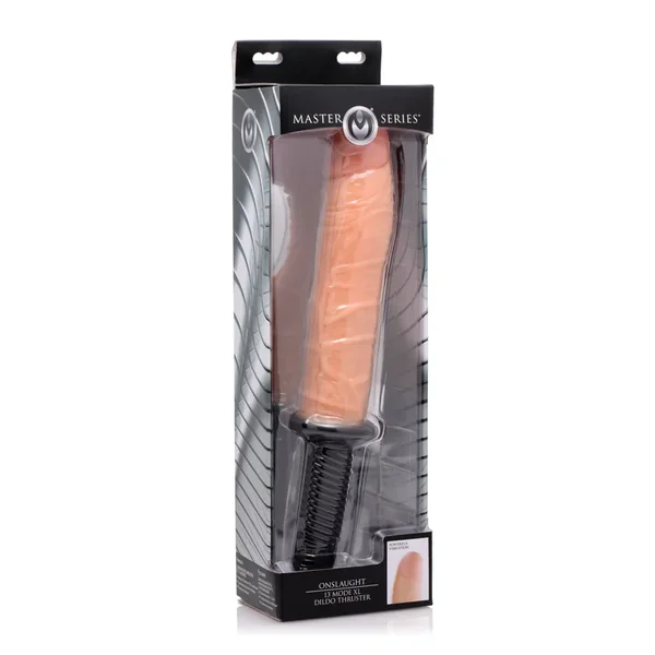 Master Series Onslaught 13 Mode XL Vibrating Dildo Thruster – Light
