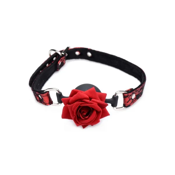 Master Series Silicone Ball Gag with Rose – Red/Black