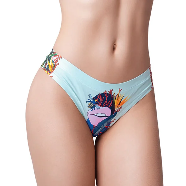 Mememe Botanic Panic Lips Printed Thong Sm