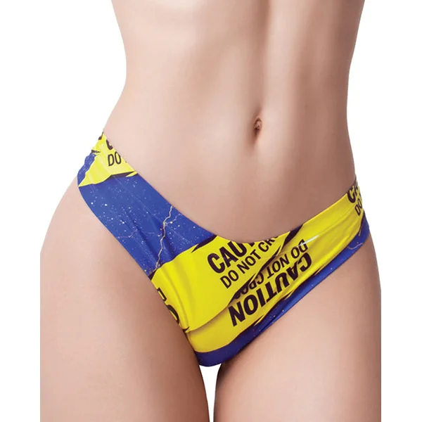 Mememe Urban Geeks Caution Printed Thong Sm