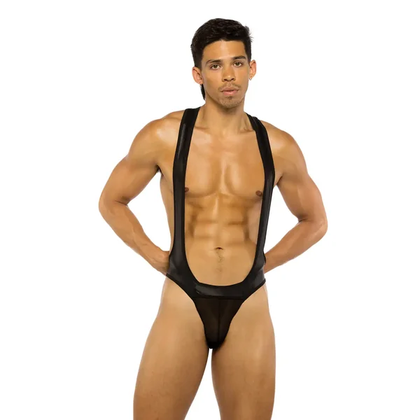 Men’s Wrestling Jockstrap Singlet – Black XL