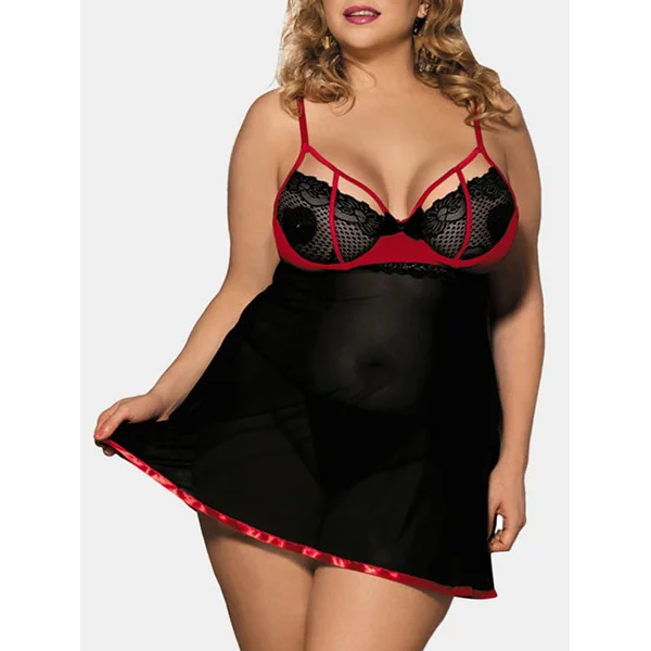 Mesh Plus Size Babydoll Lingerie – Sheer, Flattering & Seductive Sleepwear