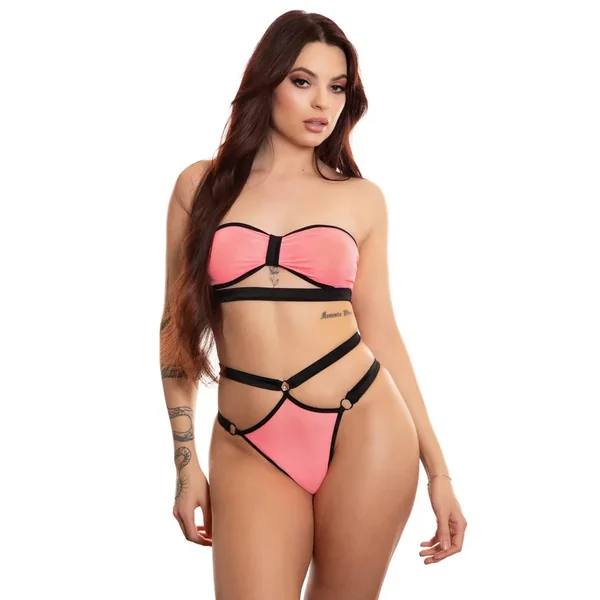Midnight Ballerina Coral Bandeau Set-Mesh*