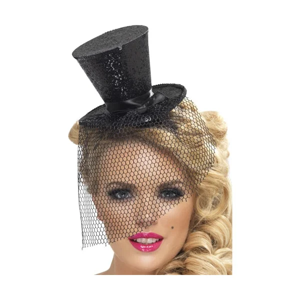 Mini Top Hat on Headband - Black