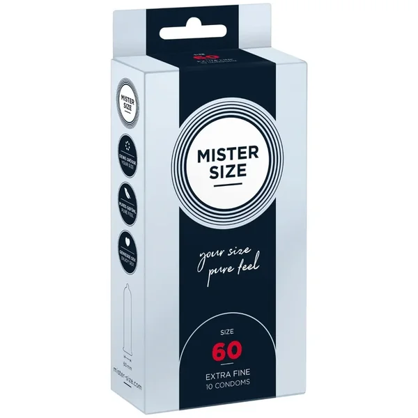 Mister Size – Pure Feel Extra Fine Condoms Size 60mm | 10 Pack