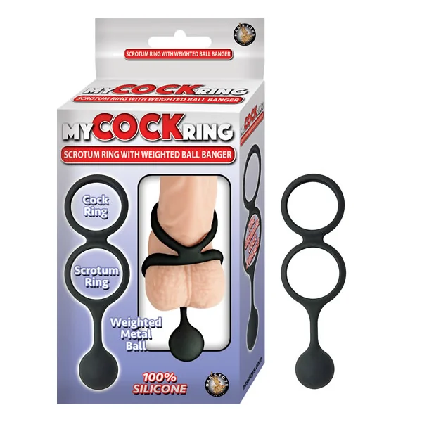 MY COCKRING VIBRATING SCROTUM W WEIGHTED BALL BANGER BLACK