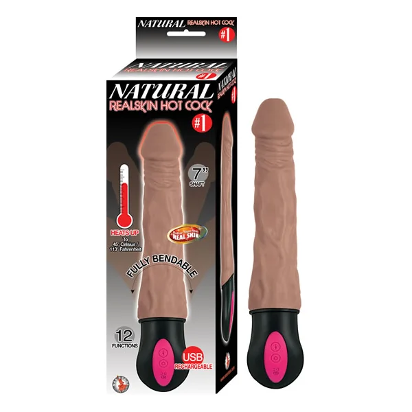 NATURAL REALSKIN HOT COCK #1 BROWN VIBRATING DILDO
