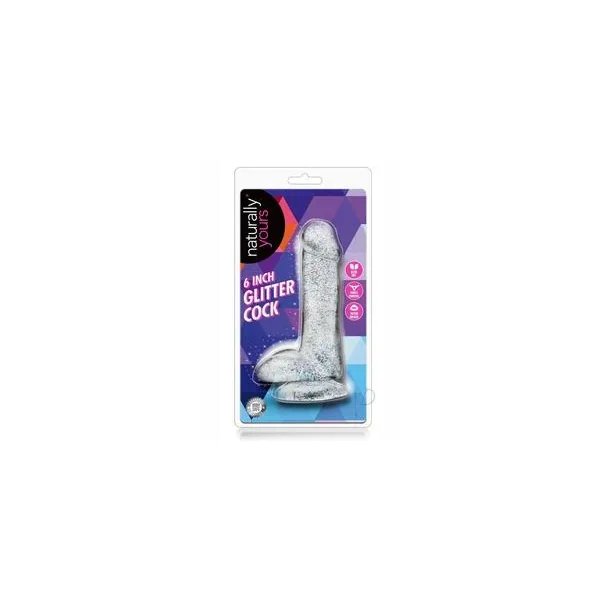 Naturally Yours Glitter Suction Cup Dildo With Suction Cup 6 inch
