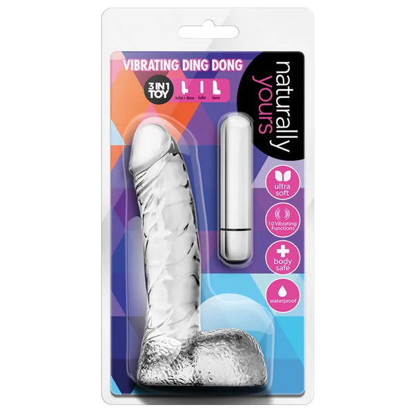 Naturally Yours Vibrating Ding Dong Clear 6.5-Inch Vibrator