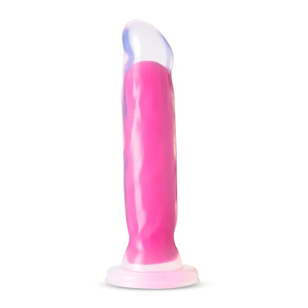 Neo Elite Glow in the Dark - Marquee - 8 Inch Silicone Dual Density Dildo - Neon Pink