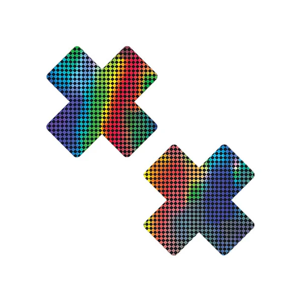 Neva Nude Holographic X Factor Pasties - Rainbow/Black O/S