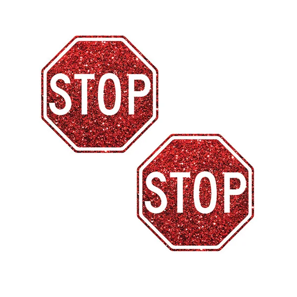 Neva Nude Stop Sign Glitter Pasties - Red O/S