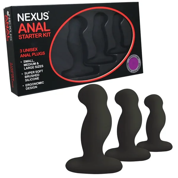 Nexus ANAL STARTER KIT 3 Solid Sillicone Anal Plugs – Black