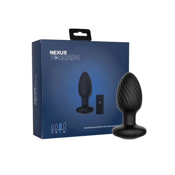 Nexus Tornado Rotating & Vibrating Large Butt Plug w/Remote – Black