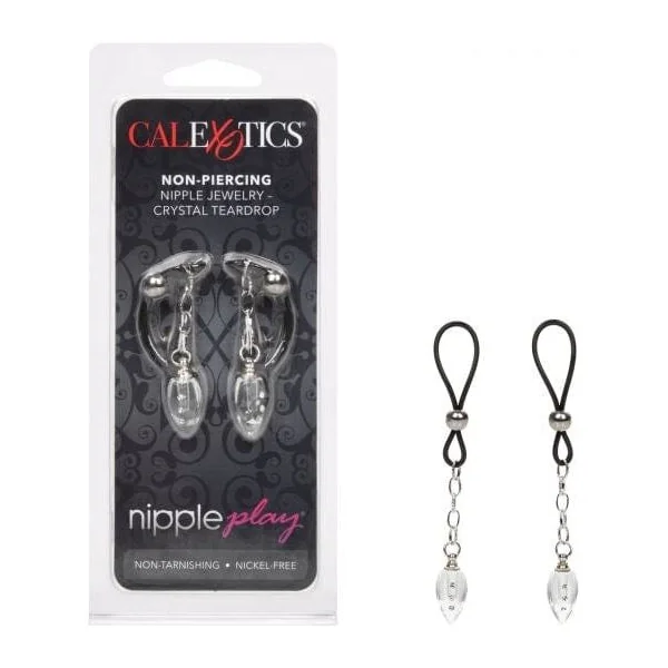 Nipple Clamps - CalExotics - Nipple Play Non-Piercing Nipple Jewelry Crystal Teardrop