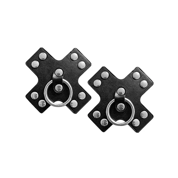 Nipplicious Seducer Leather Pasties W-ring - Black