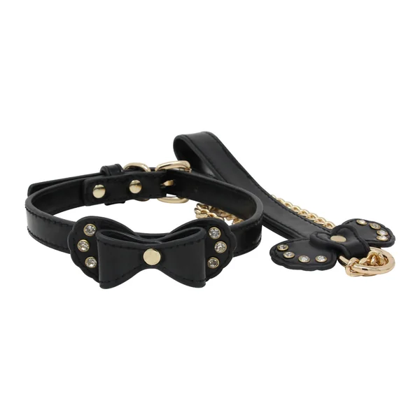 Nobü Fetish – CL11 – Bow Collar & Leash – Black