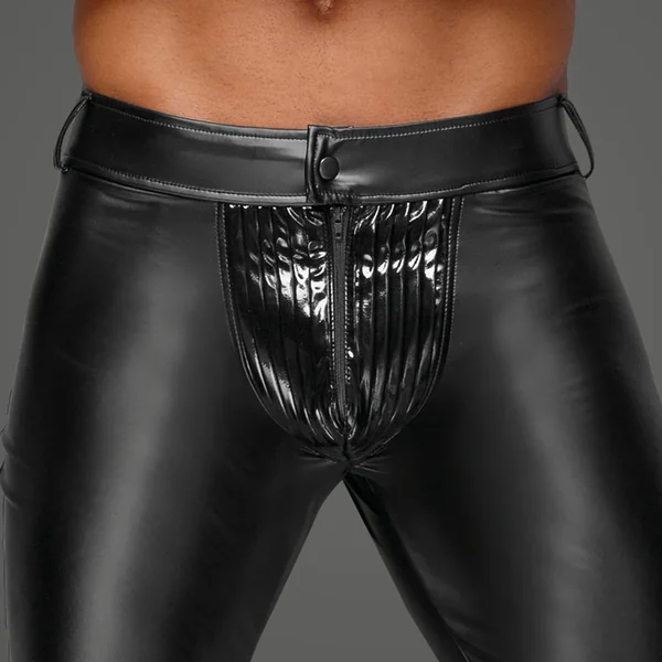 Noir Handmade Powerwetlook Trousers With PVC Pleated Crotch