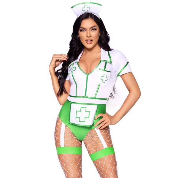 Nurse Feelgood Sexy Costume - Large - White/green