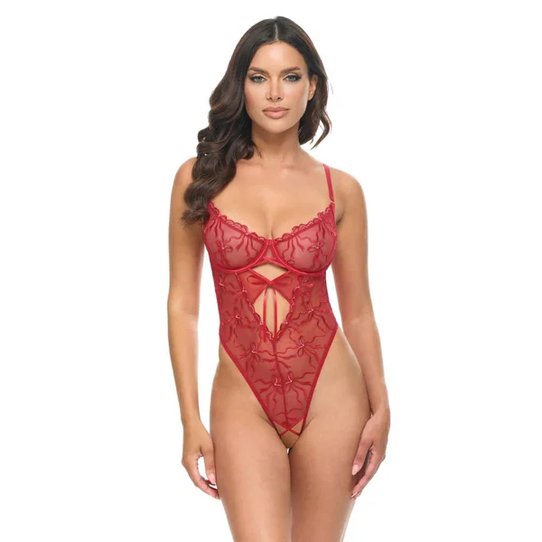Oh La La Cheri Mariah Embroidered Mesh Underwire Teddy
