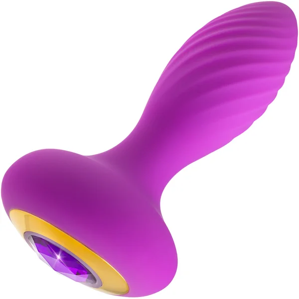 Oh My Gem Charm Rechargeable Silicone Vibrating Butt Plug By Blush - Amethyst