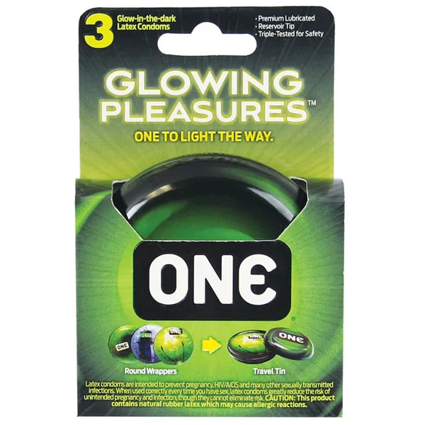 One Glowing Pleasures Condoms - Box Of 3