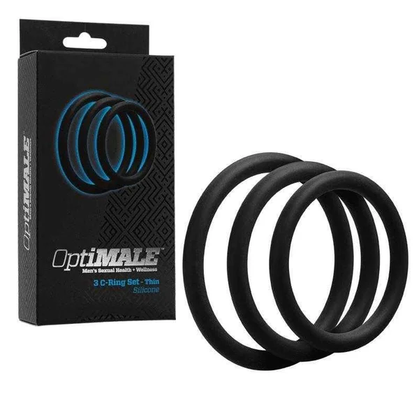 OptiMale Silicone 3 C-Ring Set Thin - Black