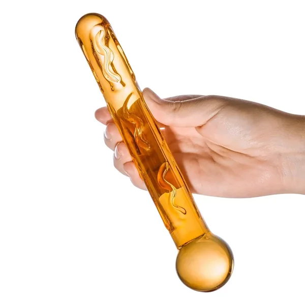 Orange Glass Tickler Dildo