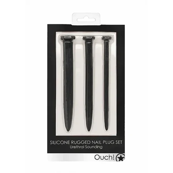 OUCH! SILICONE RUGGED NAIL URETHAL SOUNDING SET-BLACK