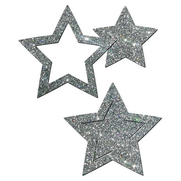 PASTEASE GLITTER PEEK A BOOB STARS SILVER