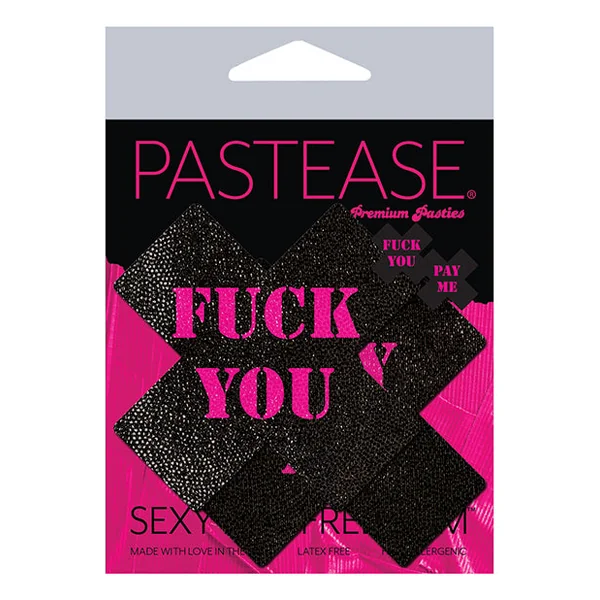 Pastease Premium Fuck You Pay Me Cross - Black-pink O-s