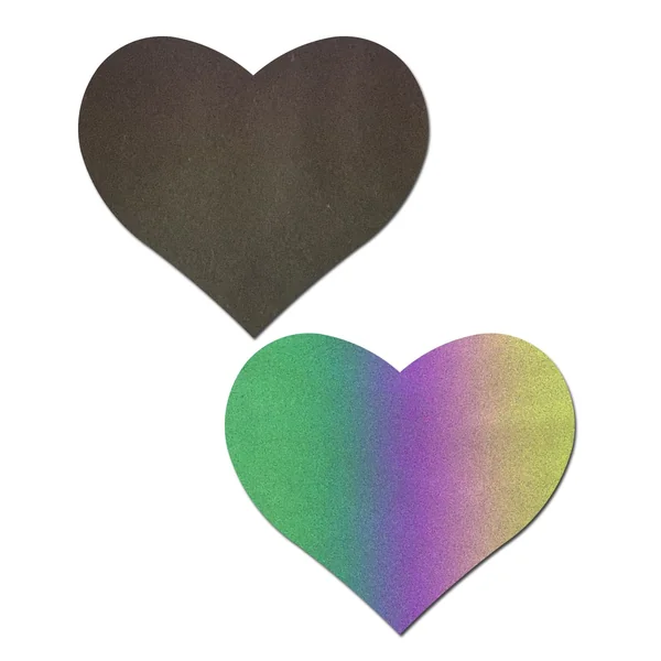 PASTEASE REFLECTIVE RAINBOW HEART NIPPLE PASTIES