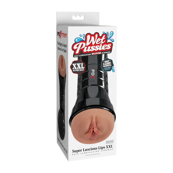 PDX Extreme Wet Pussies Super Luscious Lips XXL Stroker - Brown