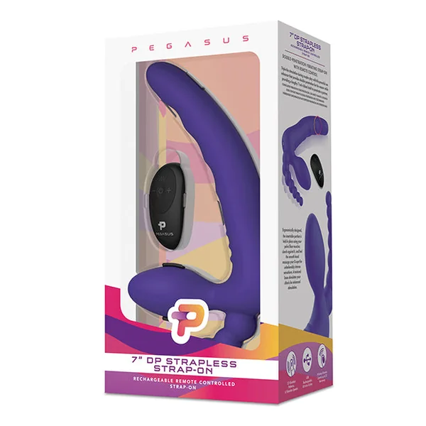 Pegasus 7" Strapless Strap On W/remote - Purple