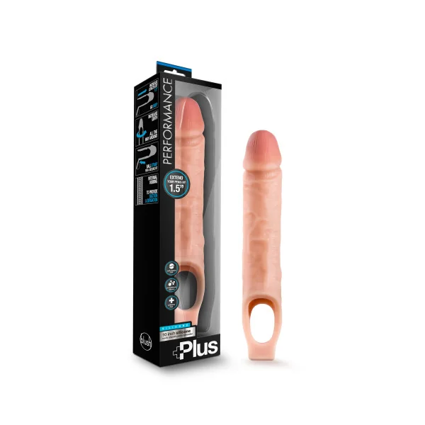 PERFORMANCE PLUS 10IN SILICONE COCK SHEATH PENIS EXTENDER VANILLA