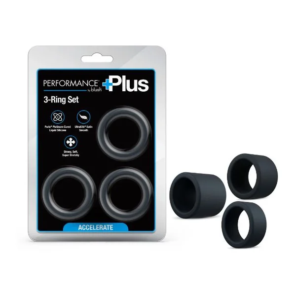 PERFORMANCE PLUS ACCELERATE 3 COCK RING PLAT/BLACK
