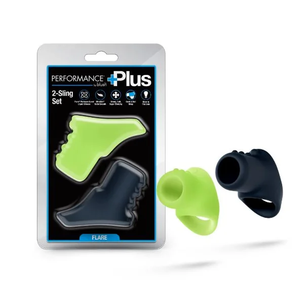 PERFORMANCE PLUS FLARE 2 COCKSLING SET GLOW IN THE DARK