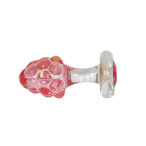 Pineapple Delight Glass Plug w Pink Crystal