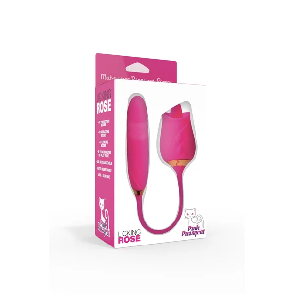 PINK PUSSYCAT LICKING ROSE