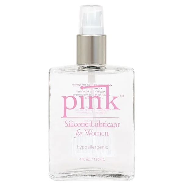 Pink Silicone Lube – 4 oz Glass Bottle