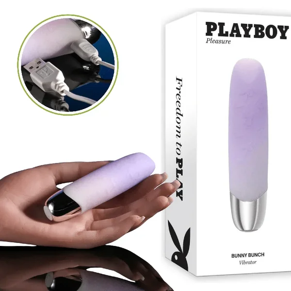 Playboy Bunny Bunch Waterproof Rechargeable Luxurious Bullet Vibrator Purple