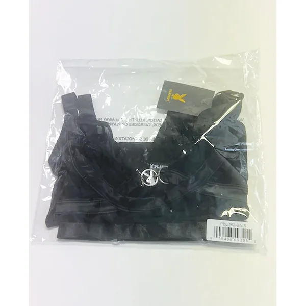 Playboy Bunny Charm Mesh Bralette w/Thong 2 pc Set – Black XL