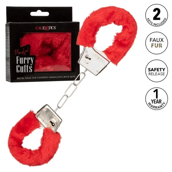 Playful Metal Faux Furry Hand Cuffs by Cal Exotics