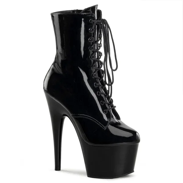 Pleaser – Adore 1020 Black Patent Ankle Boot with 7 inch Platform Heel | UK 2-11