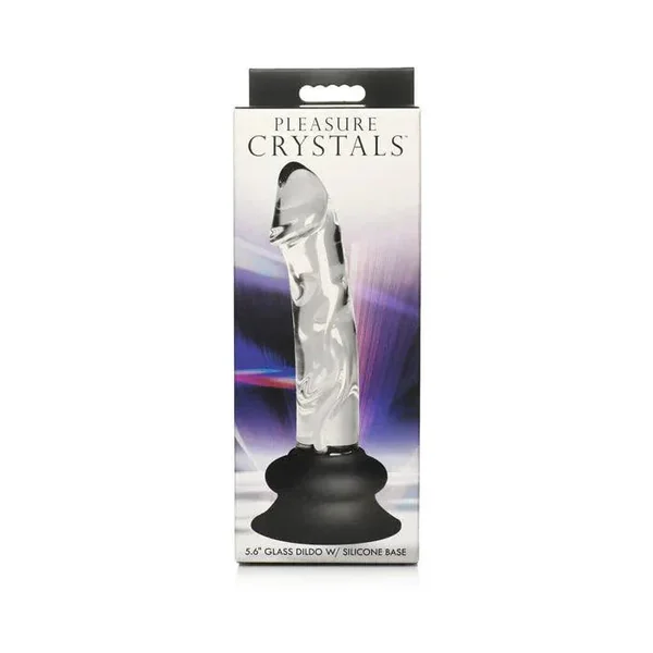 Pleasure Crystal Glass Dildo with Silicone Base – 5.6 Inch