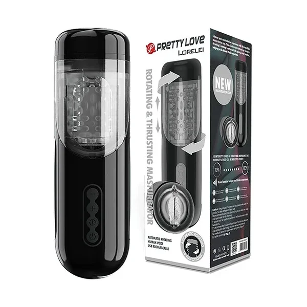 Pretty Love Lorelei Rotating & Thrusting Masturbator – Black