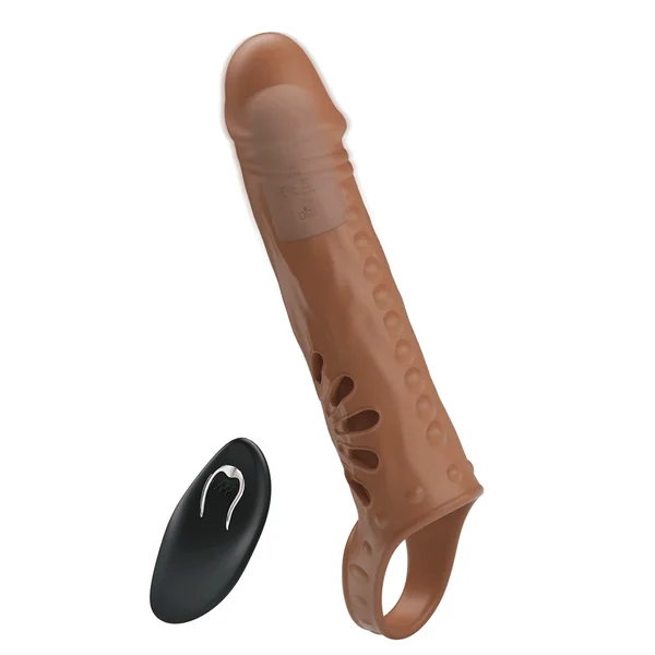 Pretty Love Qwanell Realistic Vibrating Penis Extension Sleeve