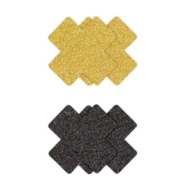 Pretty Pasties Glitter Cross – Black/Gold